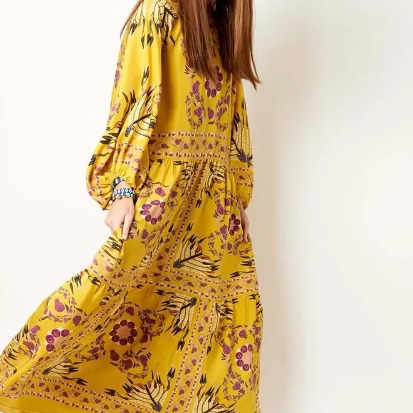 La DoubleJ Vesta Dress Melograno Giallo Placée in Silk Twill Sz S Fits M - Picture 4 of 11